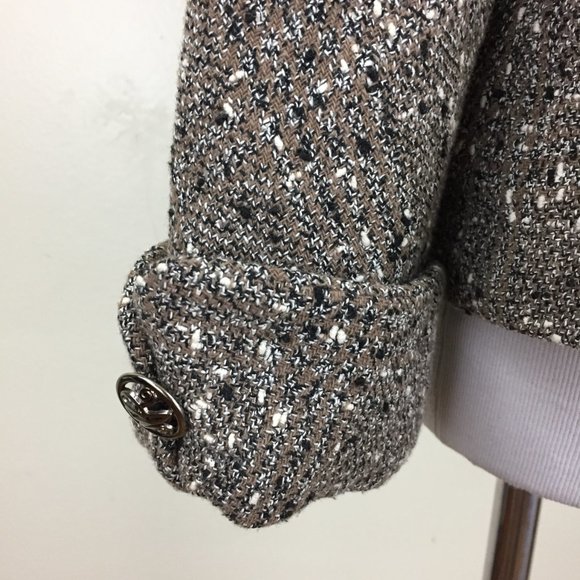 NINA RICCI Edition Paris France Black Brown Cream Speckled Tweed/Boucle Jacket - Picture 9 of 10